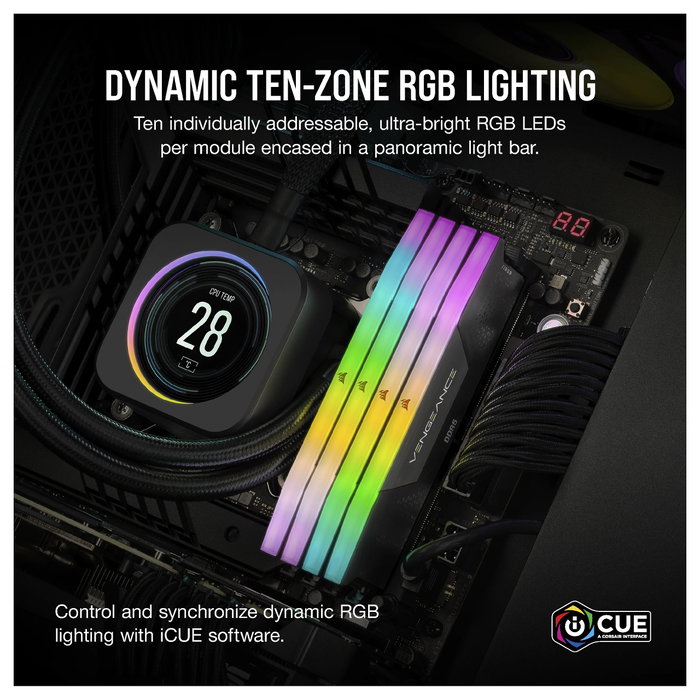 Corsair Vengeance RGB CMH16GX5M2B5200C40 16 GB (2 x 8 GB) DDR5 5200 MHz CL40 Corsair Vengeance RGB CMH16GX5M2B5200C40 16 GB (2 x 8 GB) DDR5 5200 MHz CL40