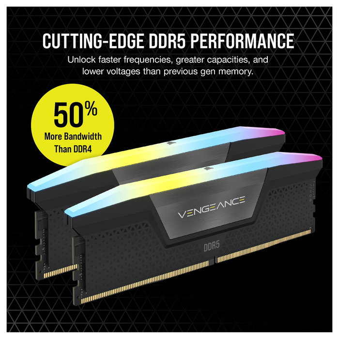 Corsair Vengeance RGB CMH16GX5M2B5200C40 16 GB (2 x 8 GB) DDR5 5200 MHz CL40 Corsair Vengeance RGB CMH16GX5M2B5200C40 16 GB (2 x 8 GB) DDR5 5200 MHz CL40