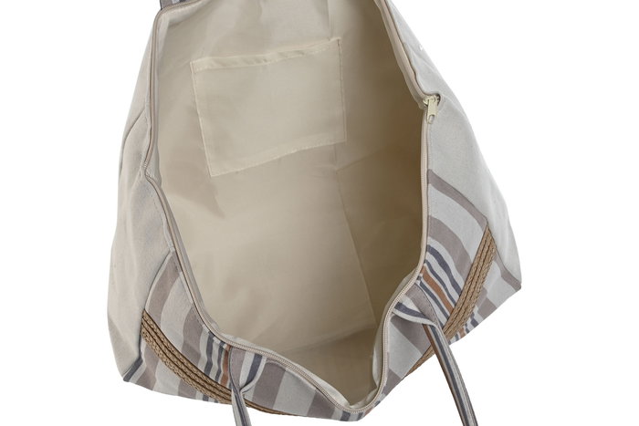 DKD Home Decor Bolso Mediterraneo Beige Lila Poliester 4 Unidades 15 x 32 x 45 cm