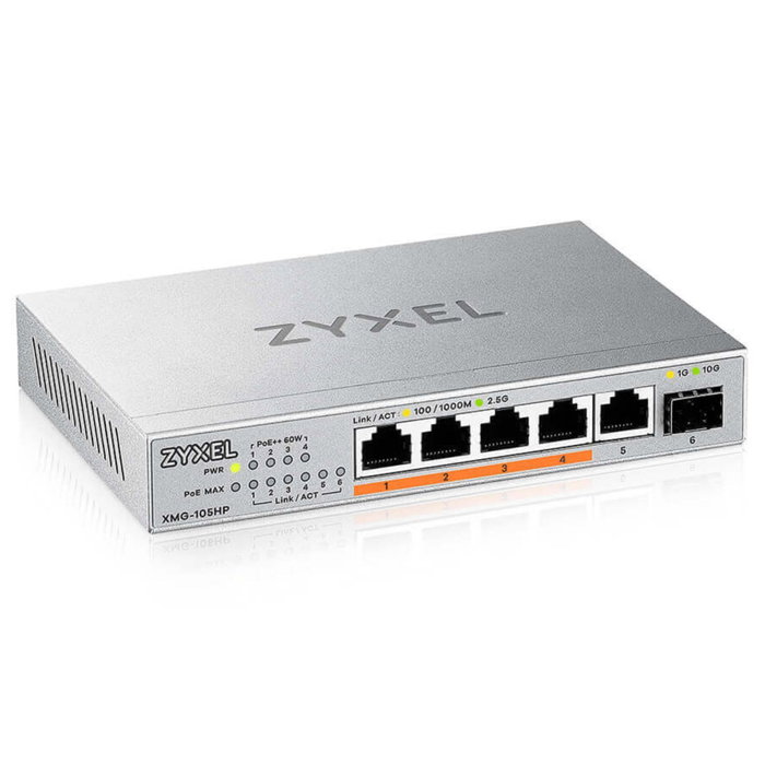 Zyxel XMG-105HP Switch 6 puertos 2.5G PoE++ con 10G SFP+