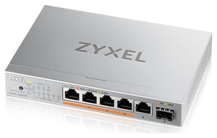 Zyxel XMG-105HP Switch de red 5 puertos 2.5G con 1 puerto SFP+ 10G y PoE++ Zyxel XMG-105HP Switch de red 5 puertos 2.5G con 1 puerto SFP+ 10G y PoE++