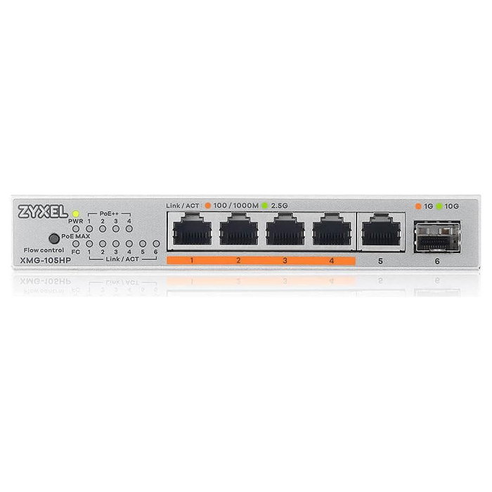 Zyxel XMG-105HP Switch de red 5 puertos 2.5G con 1 puerto SFP+ 10G y PoE++ Zyxel XMG-105HP Switch de red 5 puertos 2.5G con 1 puerto SFP+ 10G y PoE++