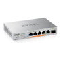 Zyxel MG-105HP Switch No Administrado de 5 Puertos 2.5G Ethernet con PoE++ (4 Puertos PoE, 70 W), 1 SFP+, 45 Gbit/s, Plata