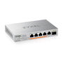 Zyxel Switch No Administrado 6 Puertos, 2.5G/1G Ethernet, con SFP+ 10G y PoE de 70W, Plata - Modelo XMG-105HP EU0101F