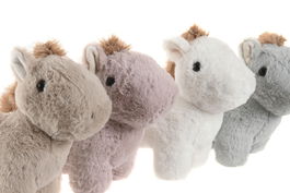 DKD Home Decor Peluche Caballo 8 Unidades Marron Blanco 12 x 20 x 27 cm