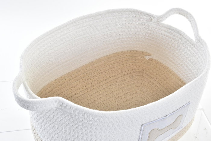 DKD Home Decor Cesta Blanco Crema Algodon Set de 2 Piezas 43 x 30 x 23 cm