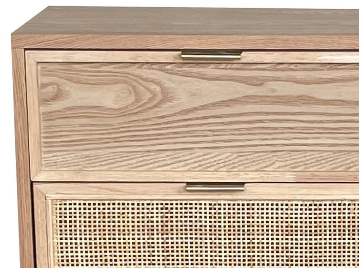 DKD Home Decor Chifonier Tropical con 5 Cajones de Ratan y Abeto, 100 x 52 x 35 cm