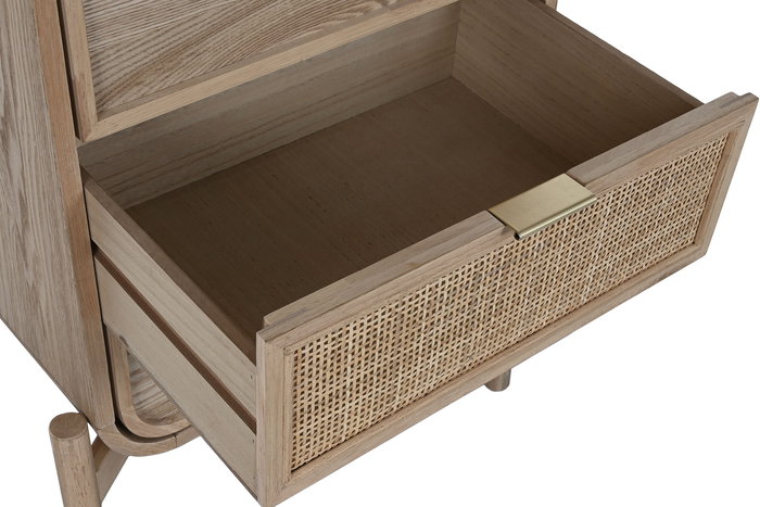 DKD Home Decor Chifonier Tropical con 5 Cajones de Ratan y Abeto, 100 x 52 x 35 cm