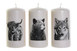 DKD Home Decor Velas de Cera de Parafina con Diseño de Oso, Lobo y Búfalo