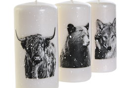 DKD Home Decor Vela Cera Parafina Blanco Negro 6 Unidades 7 x 13.5 x 7 cm