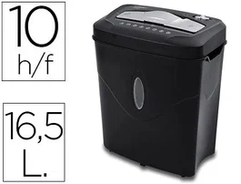 Q-connect Destructora de Documentos KF17974, Corte Partículas 10 Hojas, Papelera 16.5L, Grapas, Clips, Tarjetas, Seguridad P-3