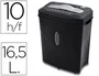 Q-connect Destructora de Documentos KF17974, Corte Partículas 10 Hojas, Papelera 16.5L, Grapas, Clips, Tarjetas, Seguridad P-3