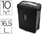 Q-connect Destructora de Documentos KF17974, Corte Partículas 10 Hojas, Papelera 16.5L, Grapas, Clips, Tarjetas, Seguridad P-3