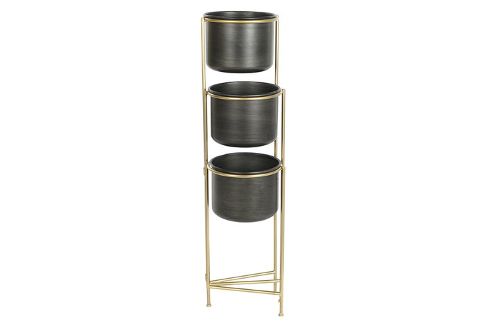 DKD Home Decor Macetero Glam Dorado Negro 21 x 80 x 30 cm