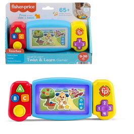 Fisher-Price Gamer Gira y Aprende HNL52 Videoconsola Interactiva para Bebés +9 meses, Enseña Números, Formas y Colores