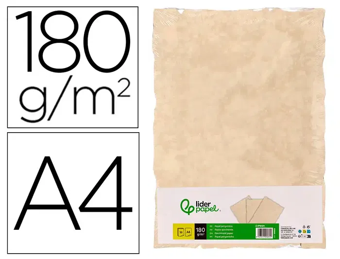 Liderpapel Papel Pergamino DIN A4 con Bordes 180 gr Color Crema Paquete 50 Hojas Liderpapel Papel Pergamino DIN A4 con Bordes 180 gr Color Crema Paquete 50 Hojas