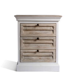 DKD Home Decor Mesita De Noche Romantico Blanco Natural 35 x 65 x 55 cm