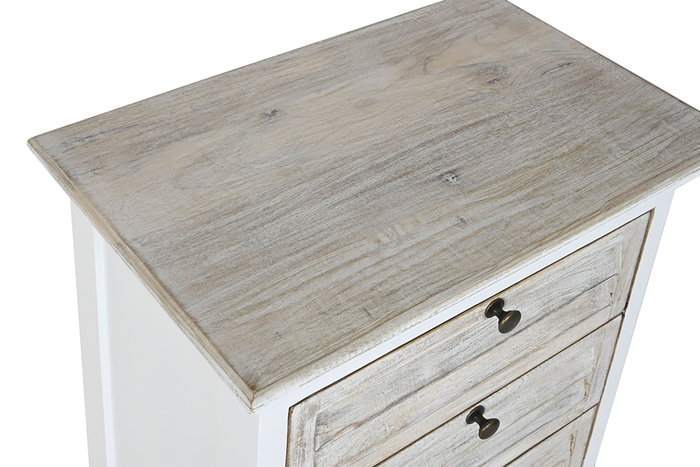 DKD Home Decor Mesita De Noche Romantico Blanco Natural 35 x 65 x 55 cm