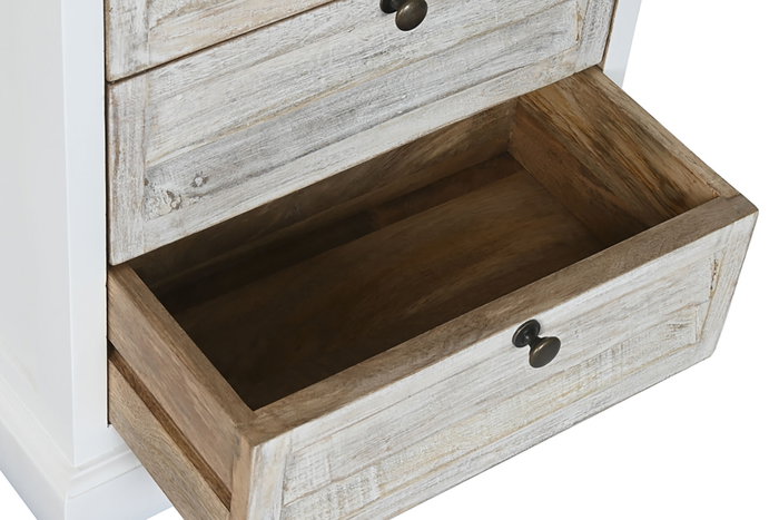 DKD Home Decor Mesita De Noche Romantico Blanco Natural 35 x 65 x 55 cm