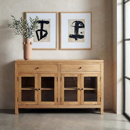 Aparador Natural Madera Mindi Salón 140 X 40 X 89 cm