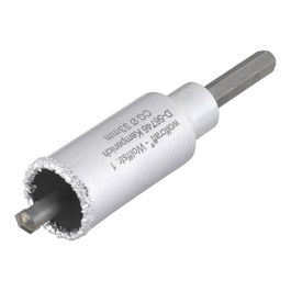 Wolfcraft Corona de Perforación Ø33x55mm Recubierta de Carburo de Tungsteno con Adaptador y Broca Centradora para Paredes de Ladrillo y Piedra