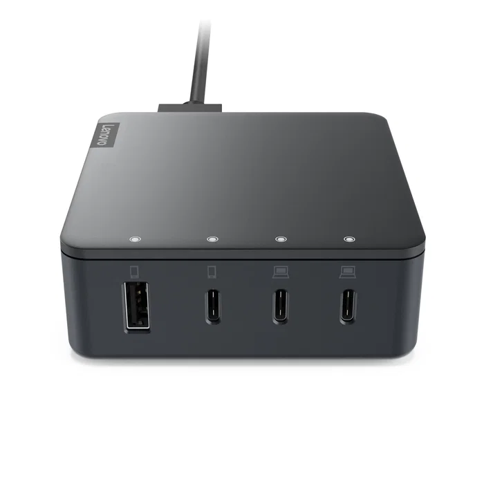 Lenovo G0A6130WEU Cargador Multipuerto 130W con 4 Puertos (3 USB-C + 1 USB-A) Universal, Negro, Cable 1.8m, para EU
