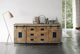 Giner y Colomer Aparador de Madera de Mango y Metal, 80 x 190 x 45 cm, Industrial, Natural