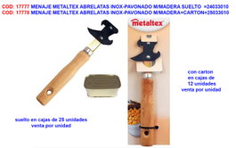 METALTEX Abrelatas Inox-Pavonado con Madera