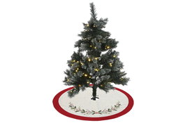 DKD Home Decor Base Árbol Navidad Tradicional Rojo Beige Poliester 90 x 90 x 2 cm