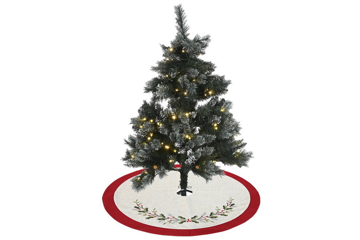 DKD Home Decor Base Árbol Navidad Tradicional Rojo Beige Poliester 90 x 90 x 2 cm DKD Home Decor Base Árbol Navidad Tradicional Rojo Beige Poliester 90 x 90 x 2 cm