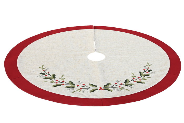 DKD Home Decor Base Árbol Navidad Tradicional Rojo Beige Poliester 90 x 90 x 2 cm DKD Home Decor Base Árbol Navidad Tradicional Rojo Beige Poliester 90 x 90 x 2 cm