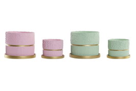 DKD Home Decor Set de 2 Macetas de Cemento Rugoso, 20x20x16,5 cm, Rosa y Verde