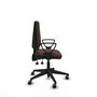 Silla de oficina Elche con mecanismo Asincro tapizada con Similpiel color Marrón oscuro. Equipada con Base piramidal negra, Brazos fijos y Ruedas 65 mm parqué