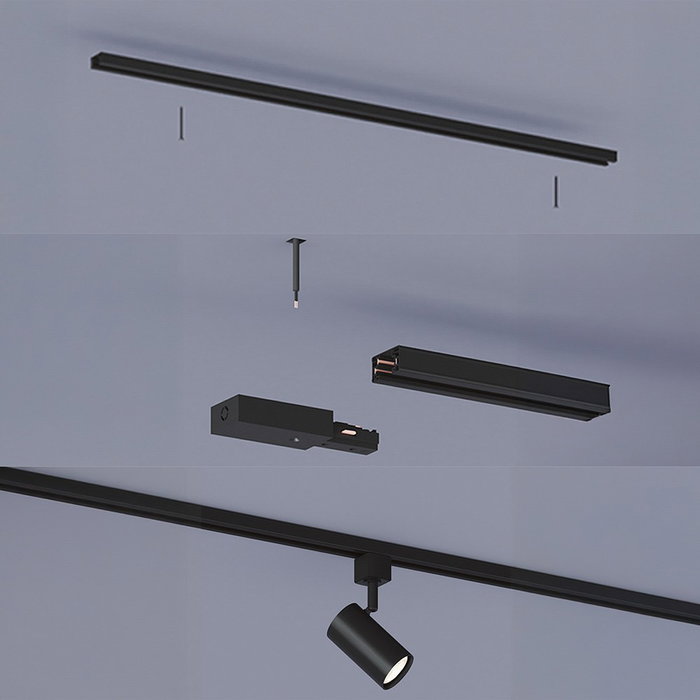 Philips Easylink Riel de Extensión con Alimentación 2 uds x 1 m, Máx. 1800W LED, Negro