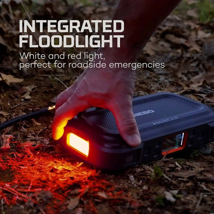 Nebo Assist Air Jump Starter y Compresor de Aire - Arrancador de Batería 12V 1500A Pico, Compresor, Power Bank y Linterna, Recargable USB-C