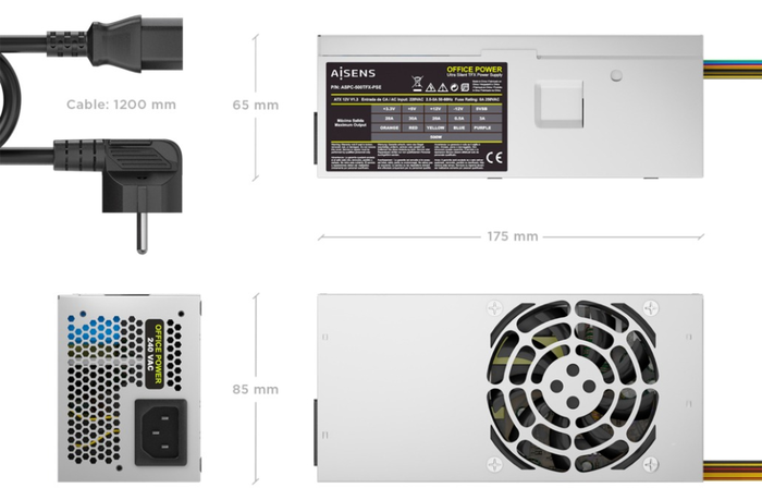 Aisens Fuente de Alimentación TFX 500W Plata ASPC-500TFX-PSE