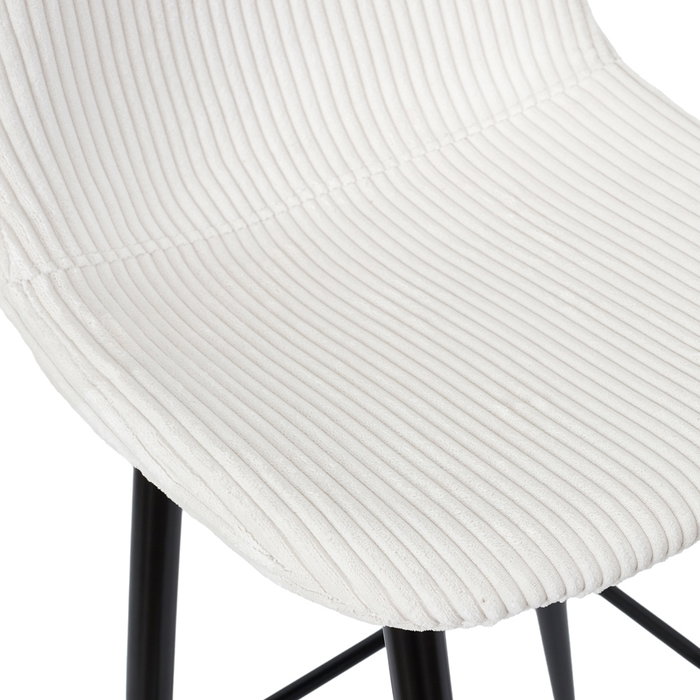 Home Deco Factory Taburete Bar Scott Beige Tapizado Acanalado Poliéster Madera Hierro Altura Asiento 70,5 cm