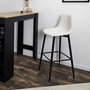 Home Deco Factory Taburete Bar Scott Beige Tapizado Acanalado Poliéster Madera Hierro Altura Asiento 70,5 cm