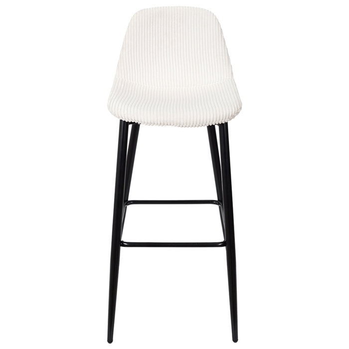 Home Deco Factory Taburete Bar Scott Beige Tapizado Acanalado Poliéster Madera Hierro Altura Asiento 70,5 cm