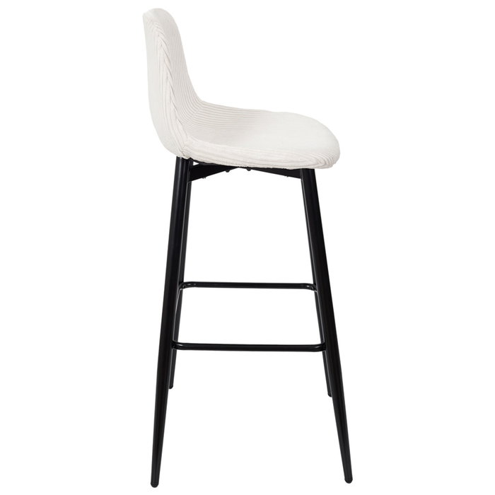 Home Deco Factory Taburete Bar Scott Beige Tapizado Acanalado Poliéster Madera Hierro Altura Asiento 70,5 cm