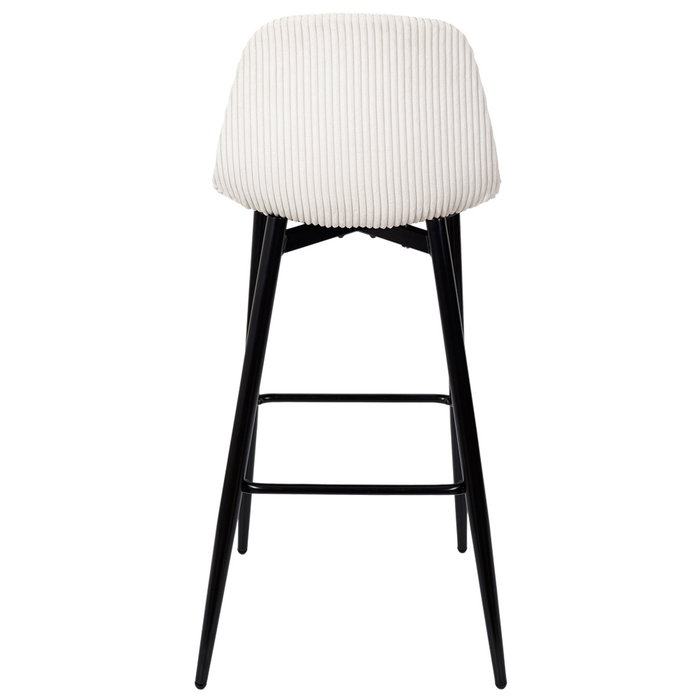 Home Deco Factory Taburete Bar Scott Beige Tapizado Acanalado Poliéster Madera Hierro Altura Asiento 70,5 cm