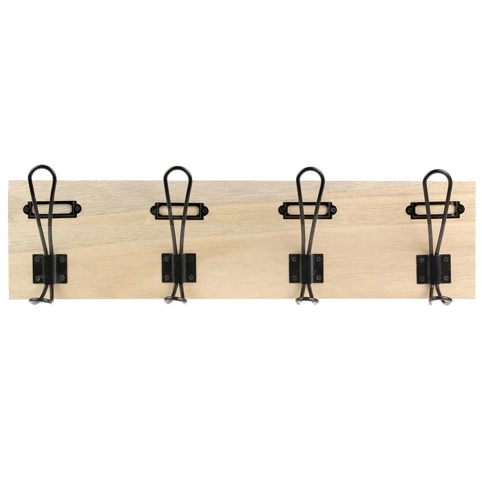 Home Deco Factory Perchero de Pared de 4 Ganchos Dobles, Estilo Industrial