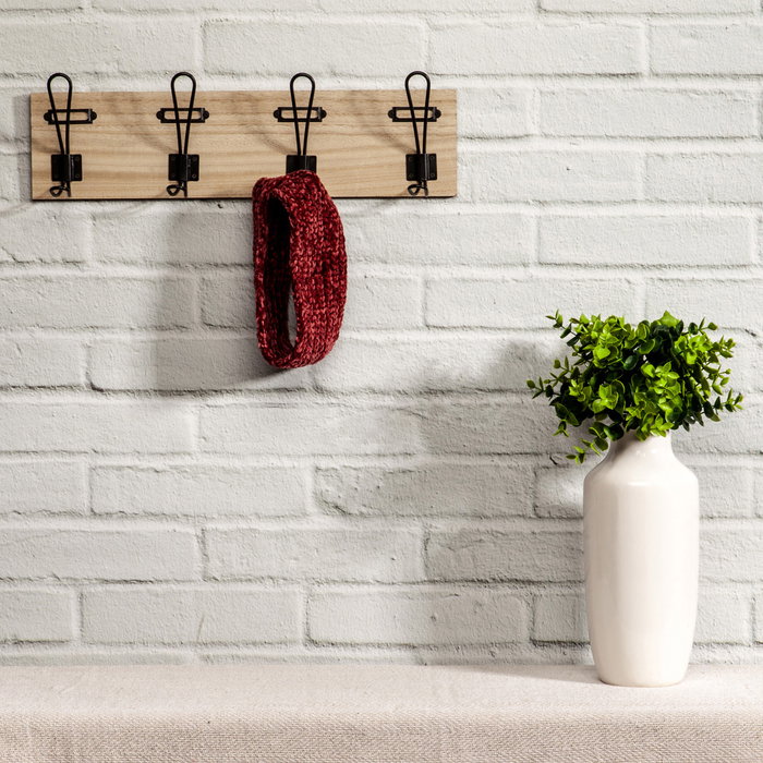 Home Deco Factory Perchero de Pared de 4 Ganchos Dobles, Estilo Industrial