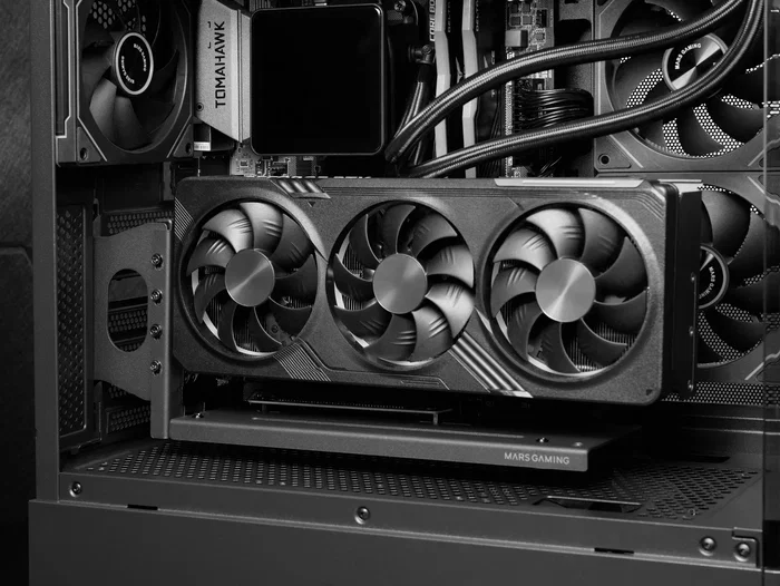 Mars Gaming Kit Montaje Vertical para Tarjeta Gráfica MCAGCV Soporte Universal con Base Magnética Antideslizante, Compatible con GPUs de hasta 3 Slots, Negro