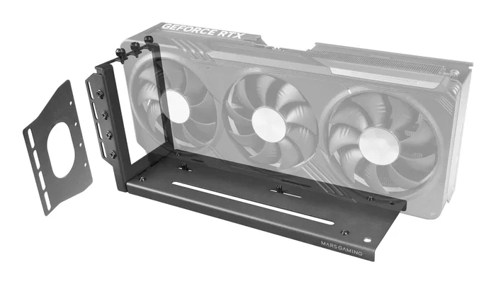 Mars Gaming Kit Montaje Vertical para Tarjeta Gráfica MCAGCV Soporte Universal con Base Magnética Antideslizante, Compatible con GPUs de hasta 3 Slots, Negro