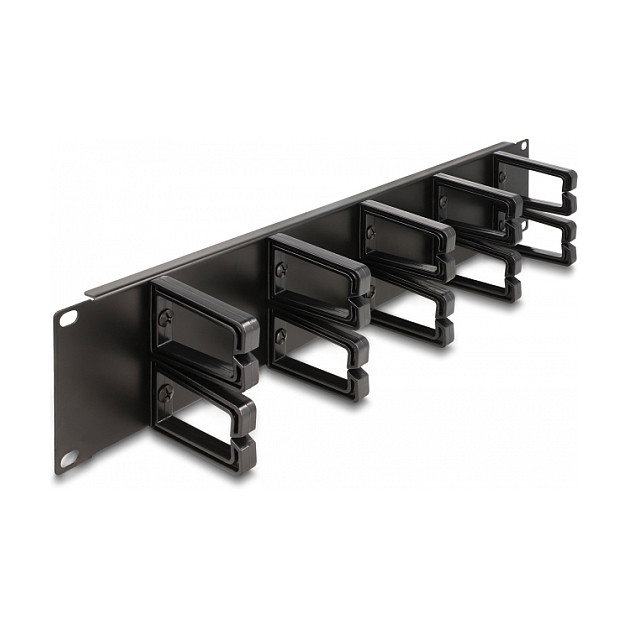 DeLOCK Panel de gestión de cables de 19″ con 10 ganchos, 2U, Negro DeLOCK Panel de gestión de cables de 19″ con 10 ganchos, 2U, Negro