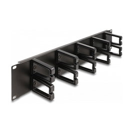 DeLOCK Panel de gestión de cables de 19″ con 10 ganchos de plástico 2U negro