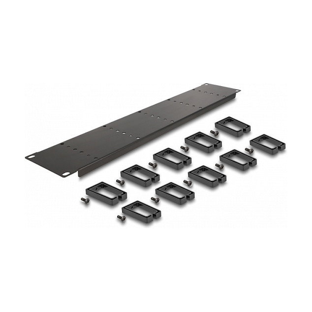 DeLOCK Panel de gestión de cables de 19″ con 10 ganchos de plástico 2U negro
