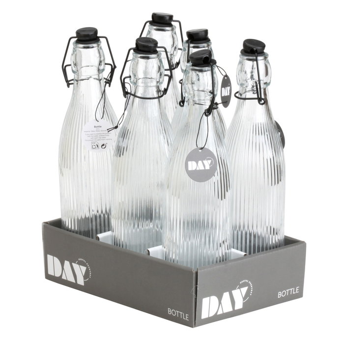 Day Botella de Vidrio Rayas 500 ml con Tapón Mecánico Day Botella de Vidrio Rayas 500 ml con Tapón Mecánico