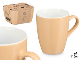 Vessia Set 4 Tazas Beige 410ml Porcelana, Dimensiones 20x11.7x18.5cm (Set de 6)